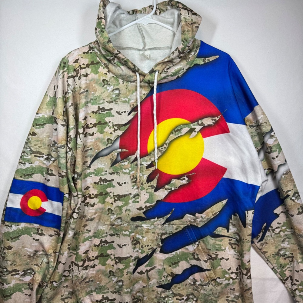 Colorado Flag Camo Hoodie Garment‎ One Clothing Pullover Camouflage Mens Large